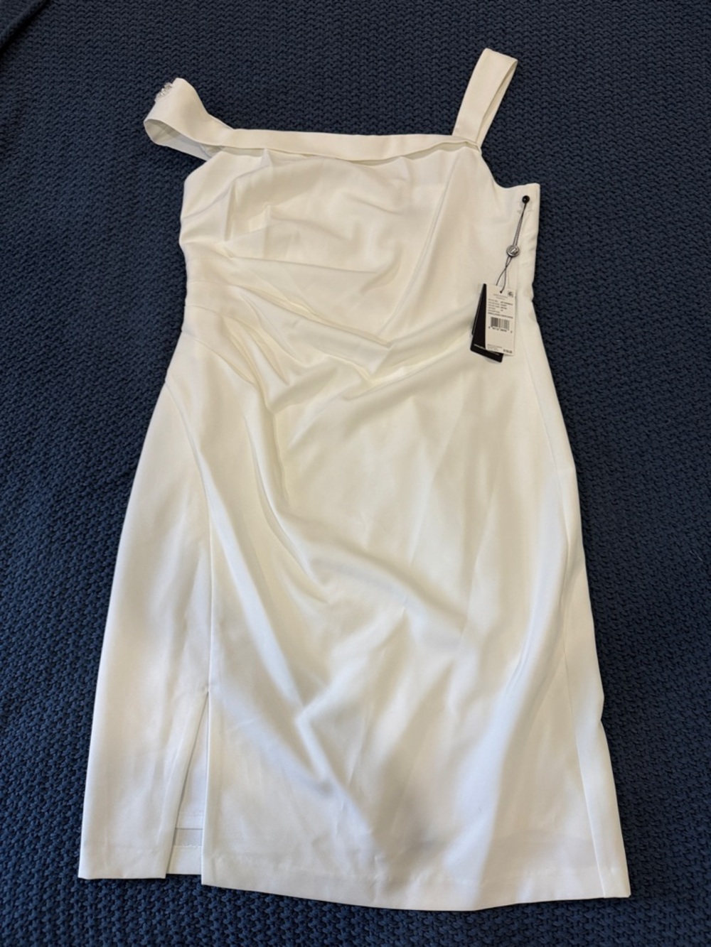 Adrianna Papell Ivory One-Shoulder Sheath Dress